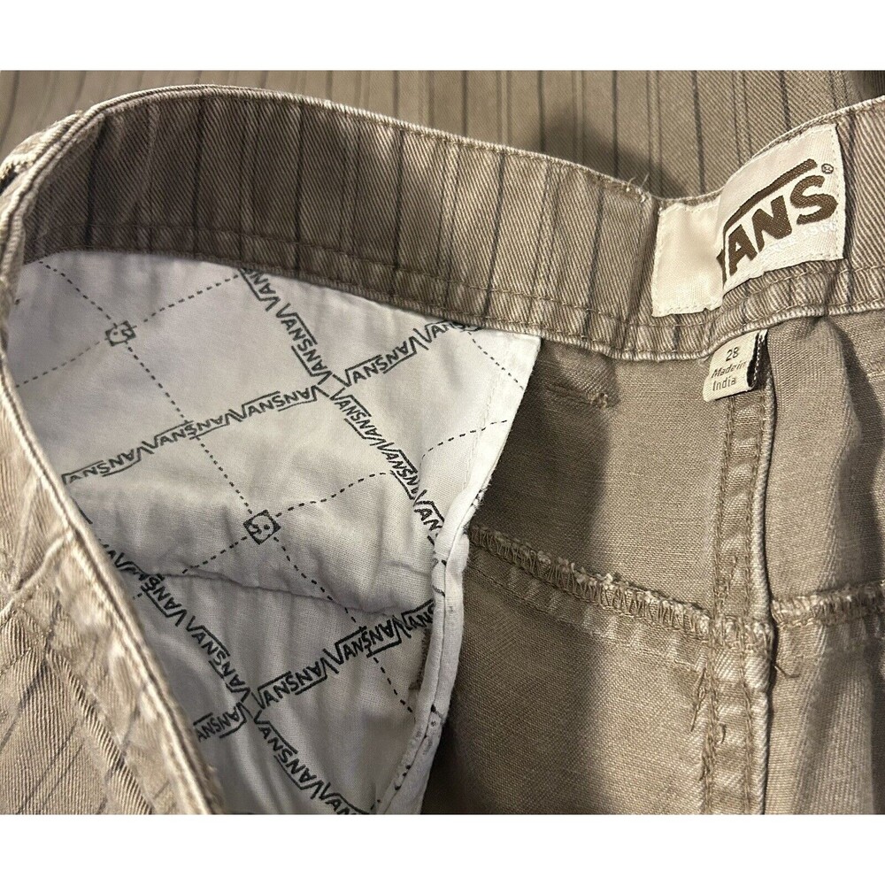Vans Off The Wall Vintage Shorts Skull Buttons Mens 28 Brown Vertical Stripes - Picture 3 of 12